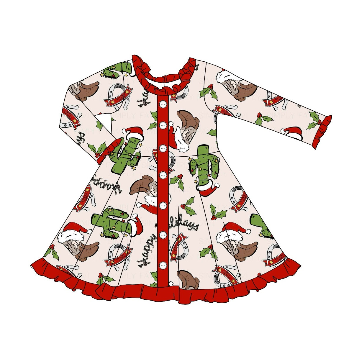 GLD0904 western rodeo  boots Christmas sibling girl dress preorder 202409