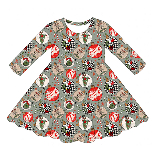 GLD0905 western grinch Christmas sibling girl dress preorder 202409