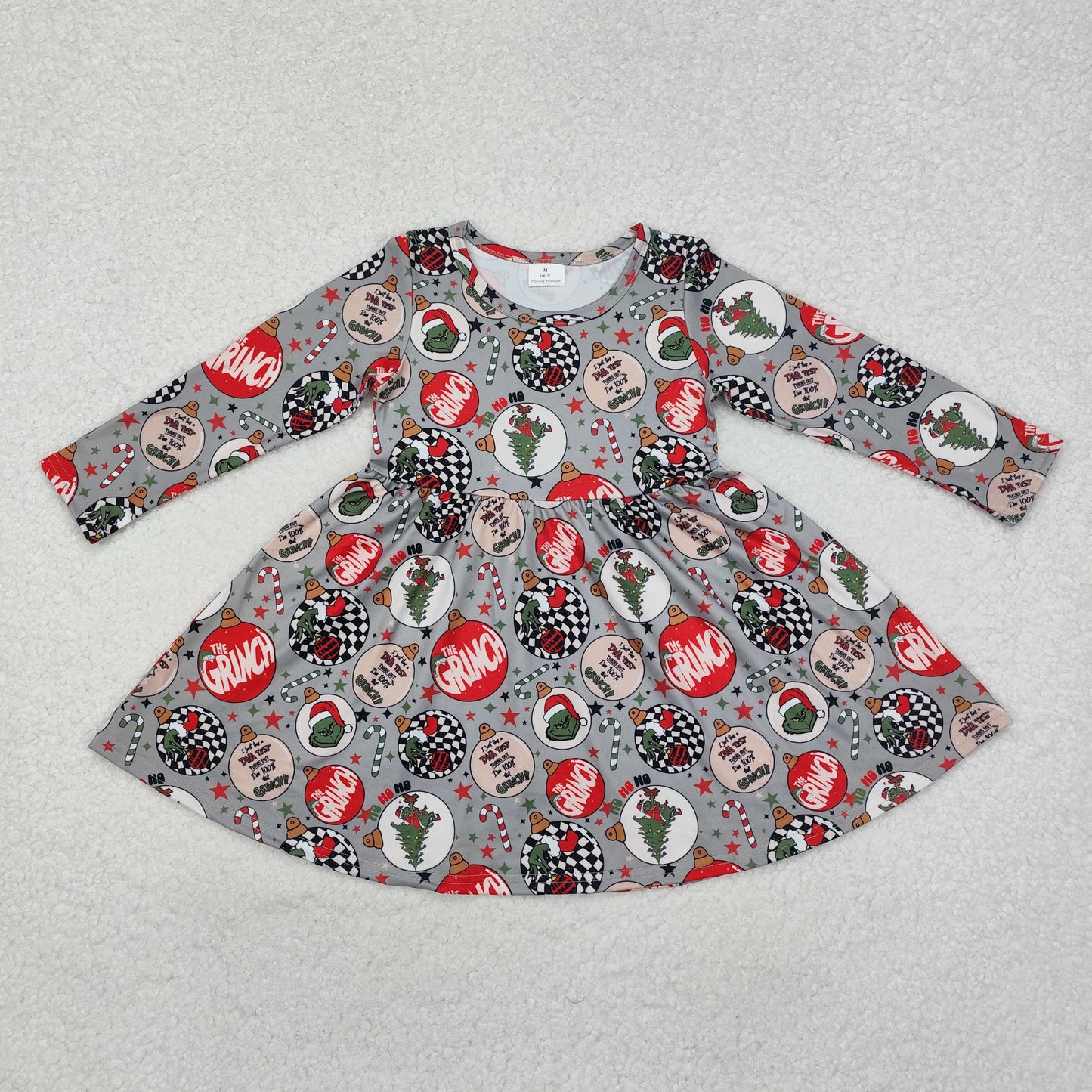 GLD0905 western grinch Christmas sibling girl dress  202411 RTS