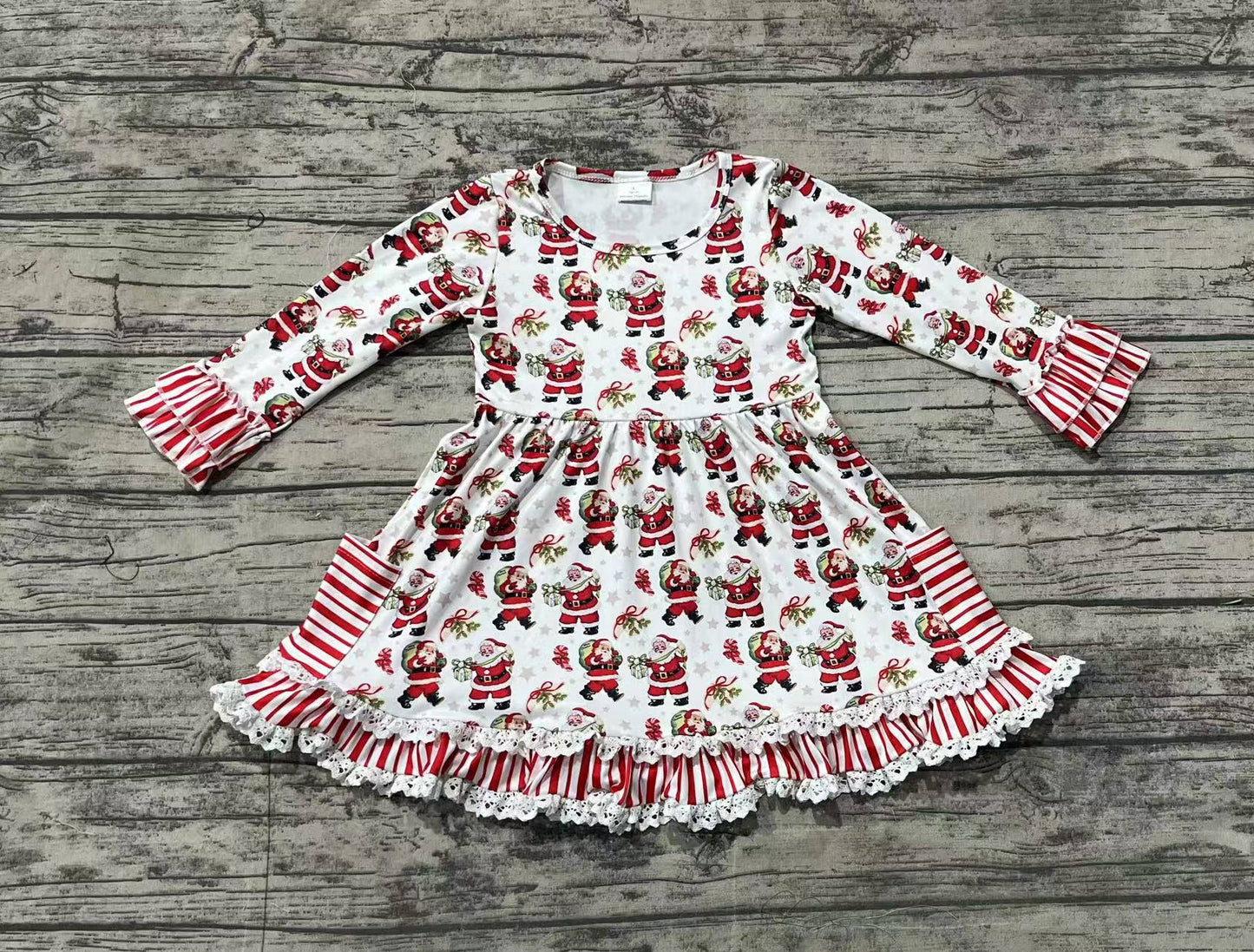 GLD0944 Christmas santa sibling girl dress preorder 202410