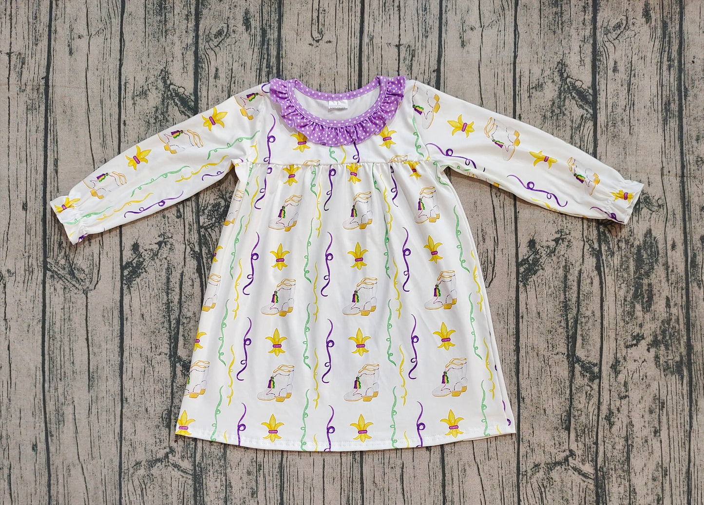 GLD0947  western Mardi Gras girl dress  202509  preorder