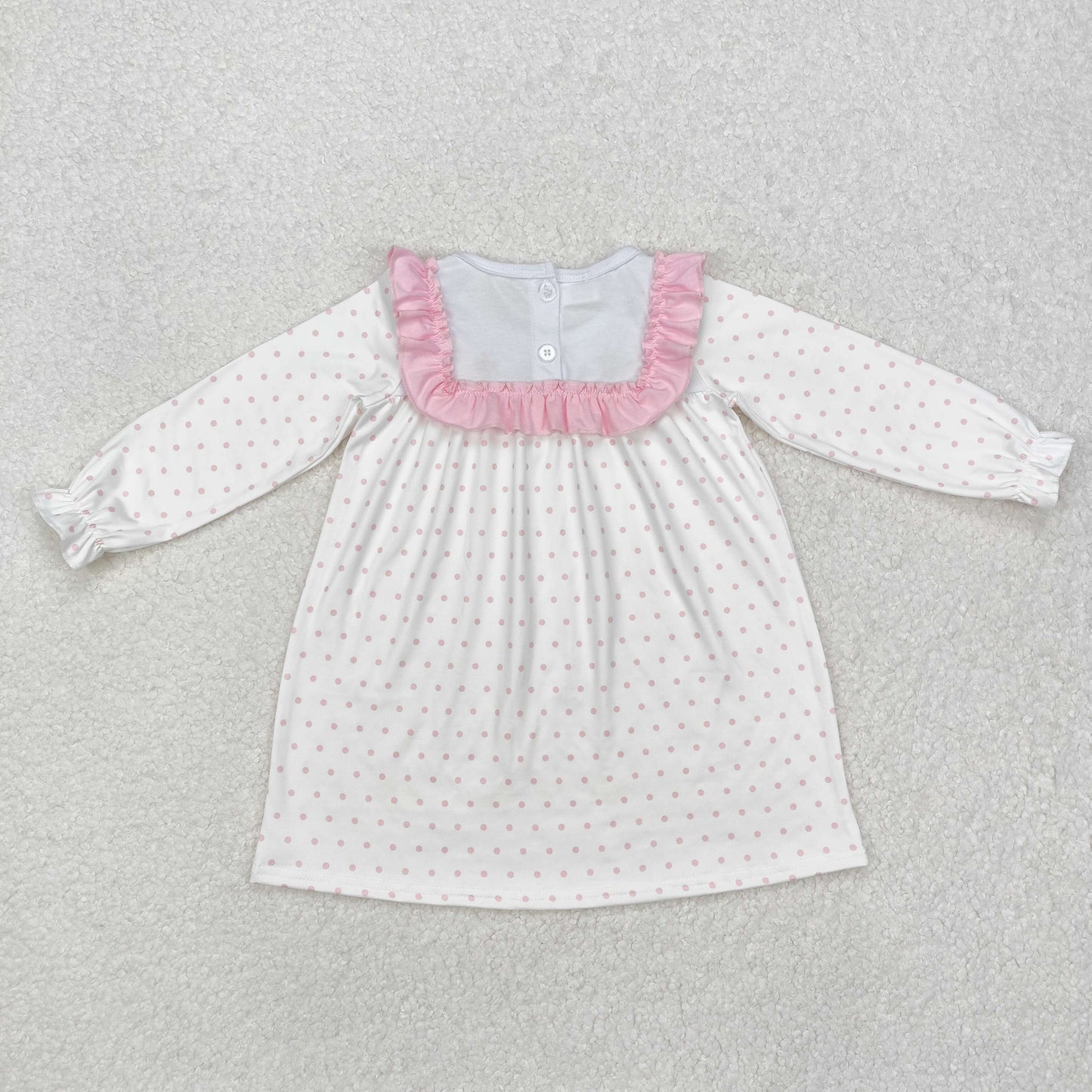 GLD0981 embroidery BOW Easter cross western short sleeves girl dress  202412 RTS