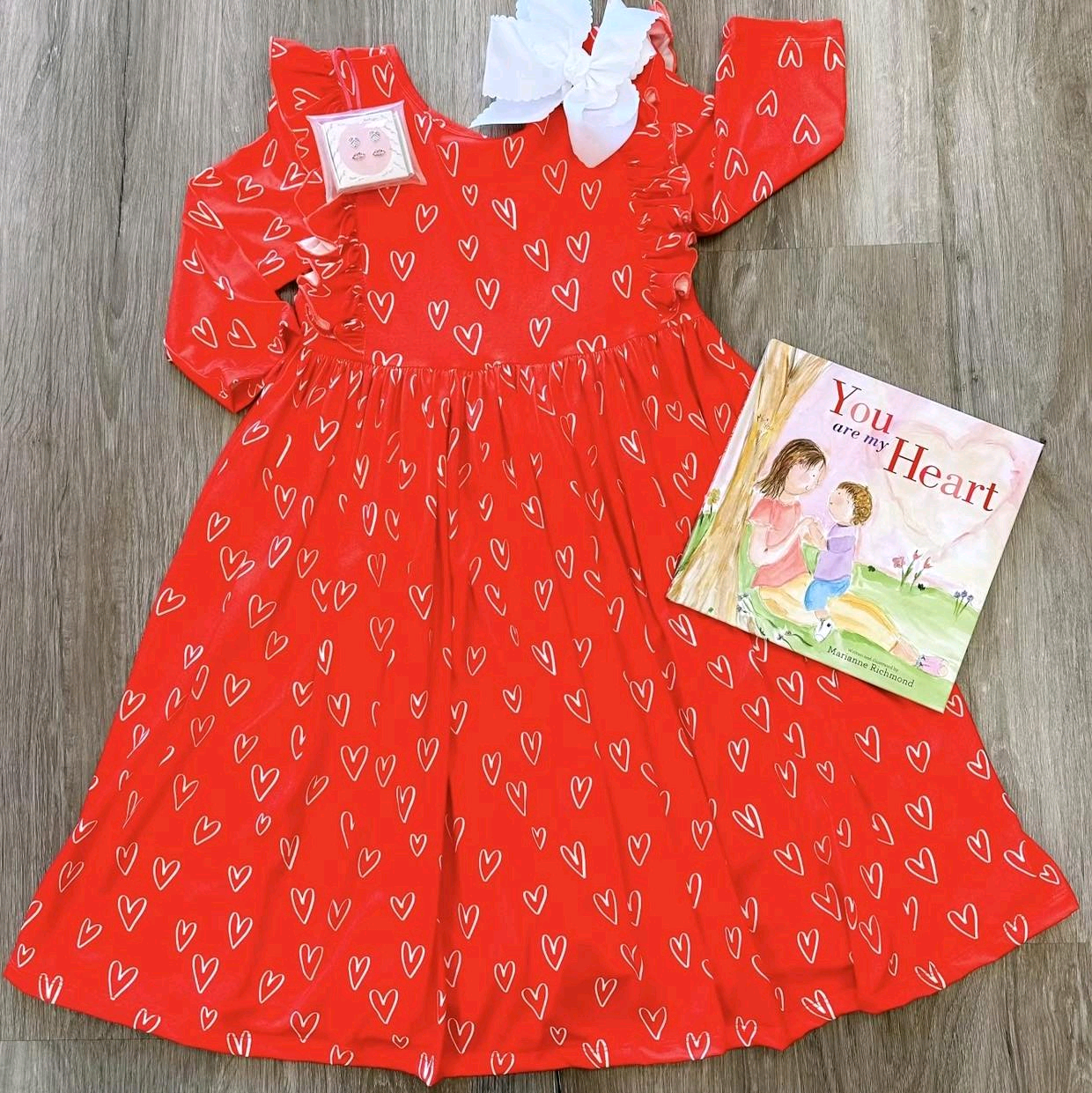 GLD0983 valance's Day western love short sleeves girl dress preorder 202411