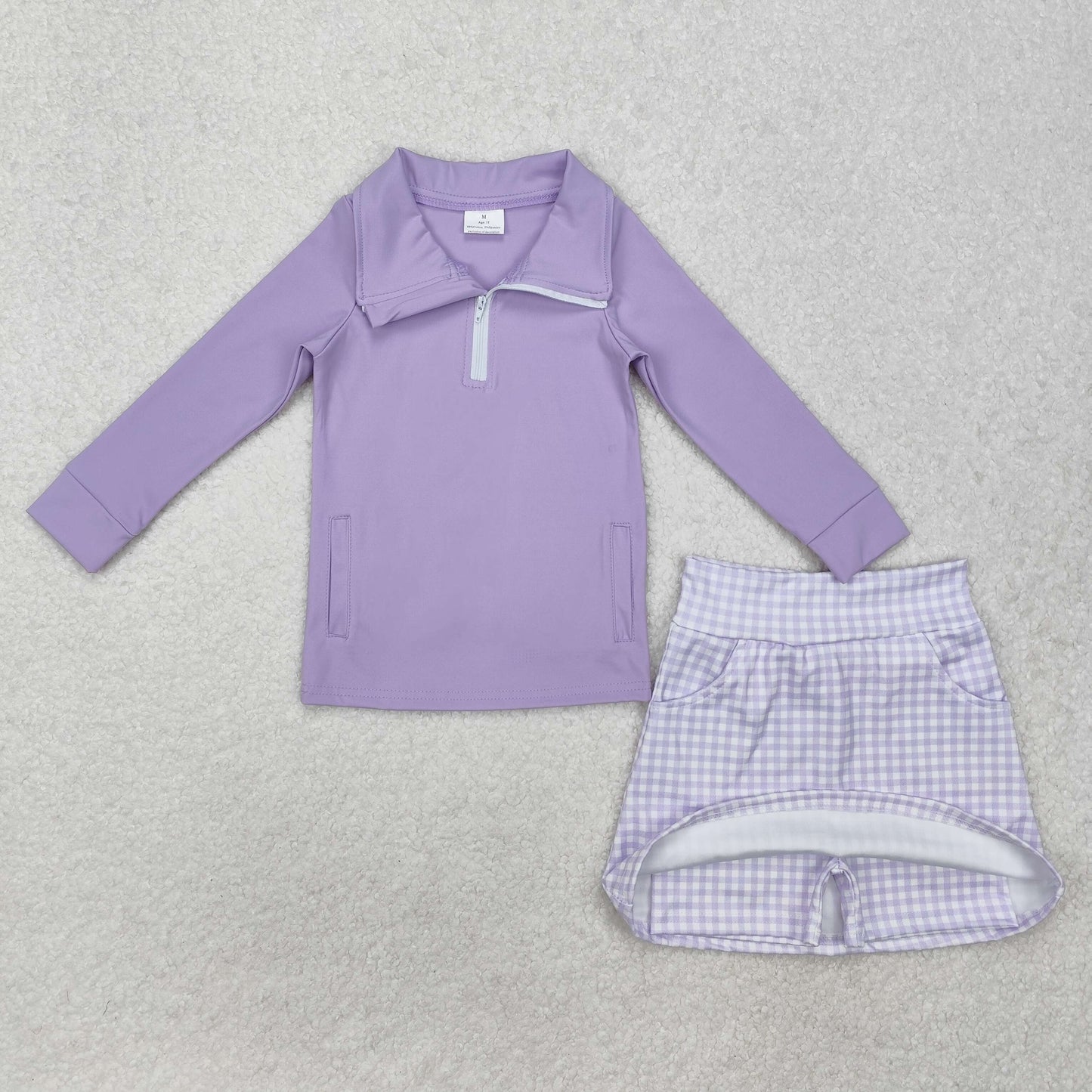 GLD0985  yoga Purple flowers western short sleeve girl skirt outfit 202501 RTS