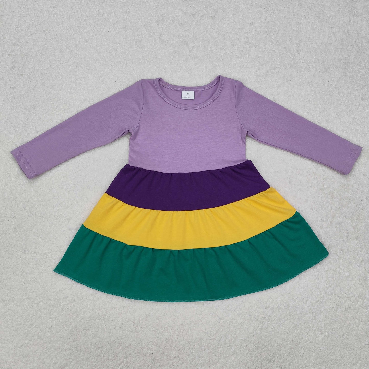 GLD0997 Mardi Gras cotton sibling girl dress 202501 RTS