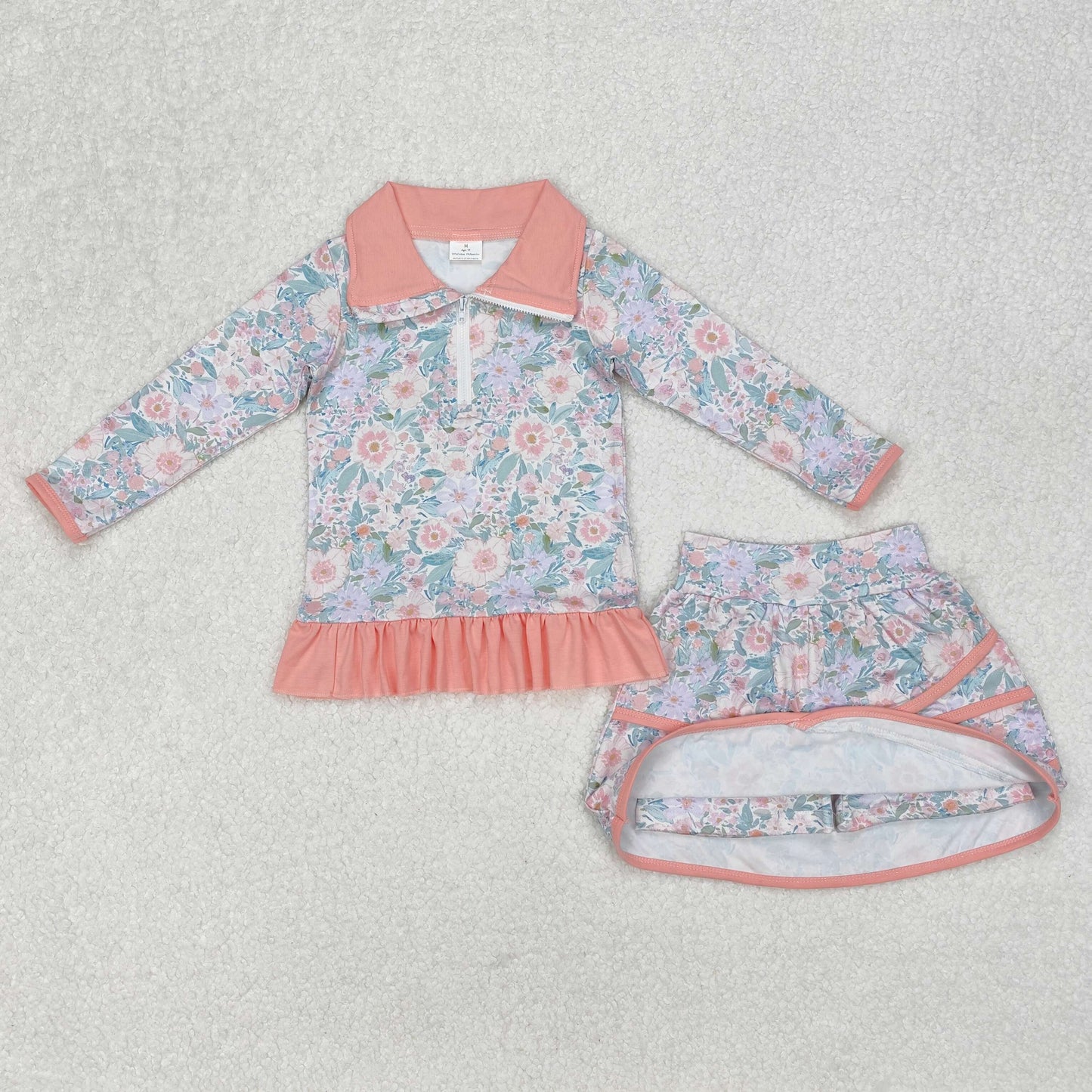 GLD1010 flower ruffle shorts skrit girl summer outfit 202502 RTS