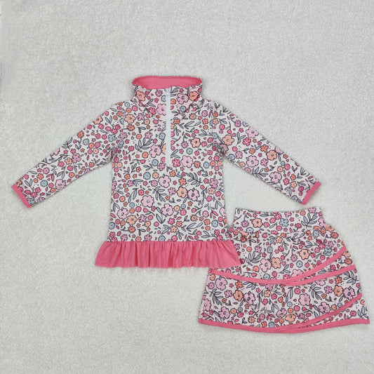 GLD1011 flower ruffle shorts skrit girl summer outfit 202502 RTS