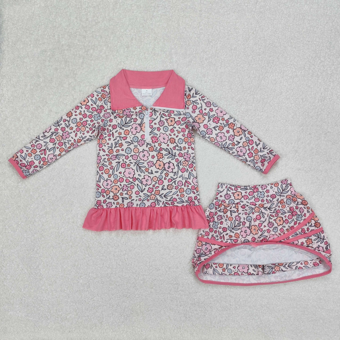 GLD1011 flower ruffle shorts skrit girl summer outfit 202502 RTS