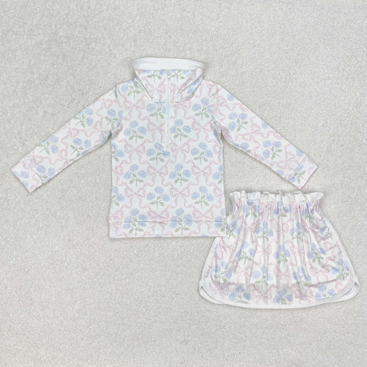 GLD1012 RTS bow flower ruffle shorts skrit girl summer outfit 202502 RTS