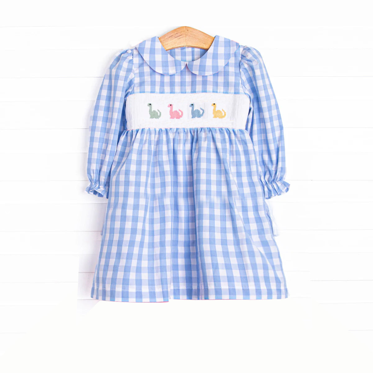 GLD1021 smocked dinosaur long sleeves girl dress 202503 preorder