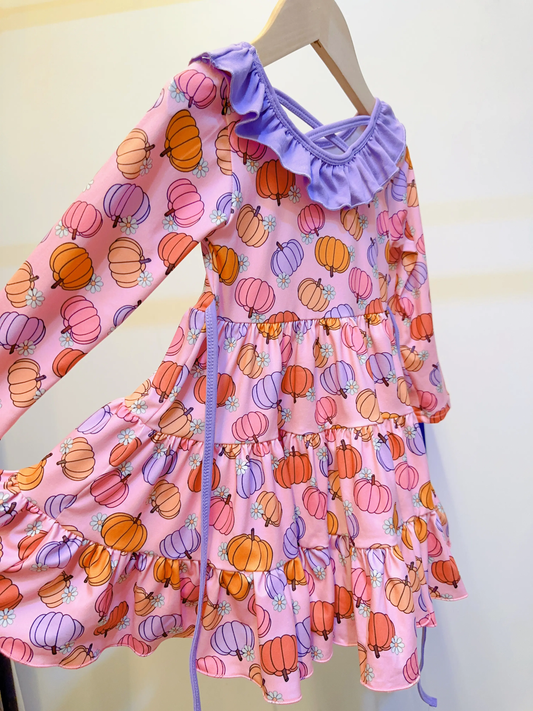 GLD1032 Halloween Pumpkin girl  dress 202505 preorder