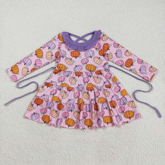 GLD1032 pumpkin Halloween girl  dress 202508 RTS