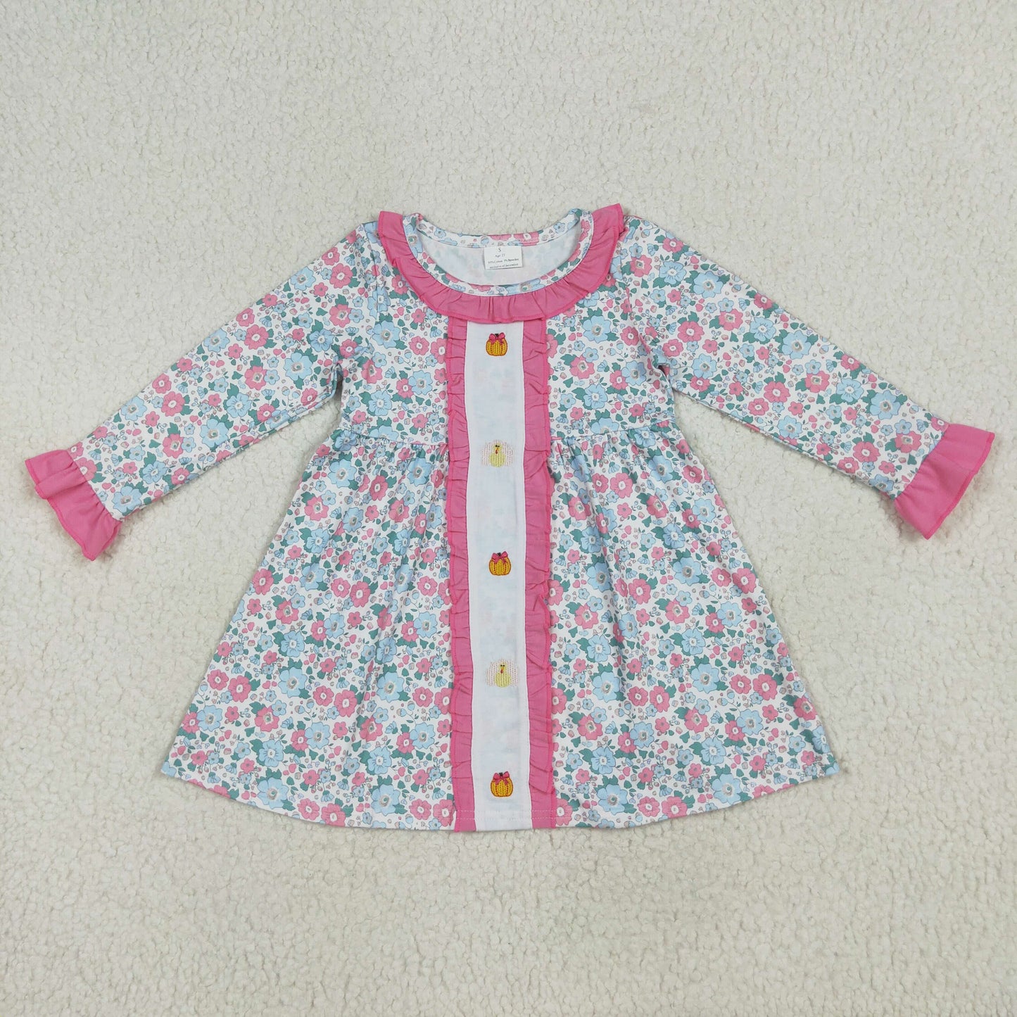 GLD1053 Embroidery Halloween pumpkin girl  dress 202507 RTS