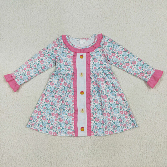 GLD1053 Embroidery Halloween pumpkin girl  dress 202507 RTS