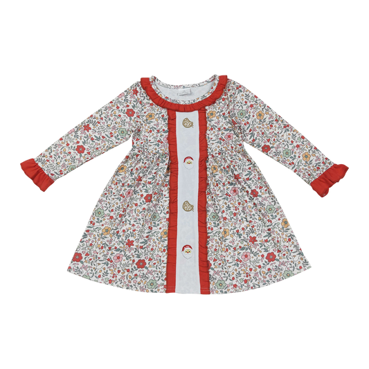 GLD1062 embroidery cookie Christmas santa girl  dress 202509 RTS