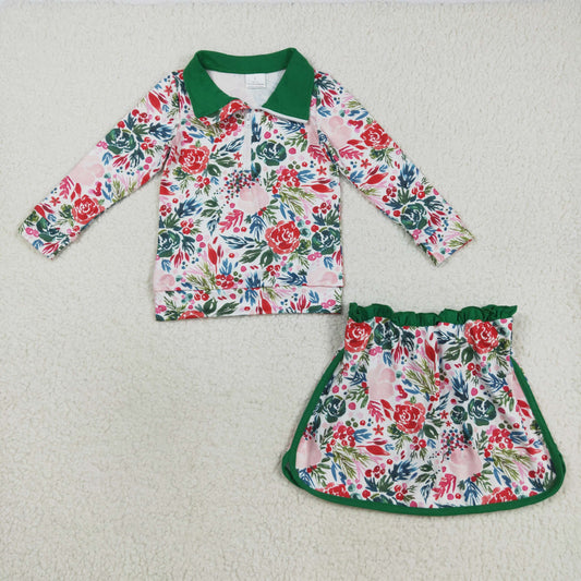 GLD1075 Yoga flower zipper  girl summer skirt outfit 202508 RTS