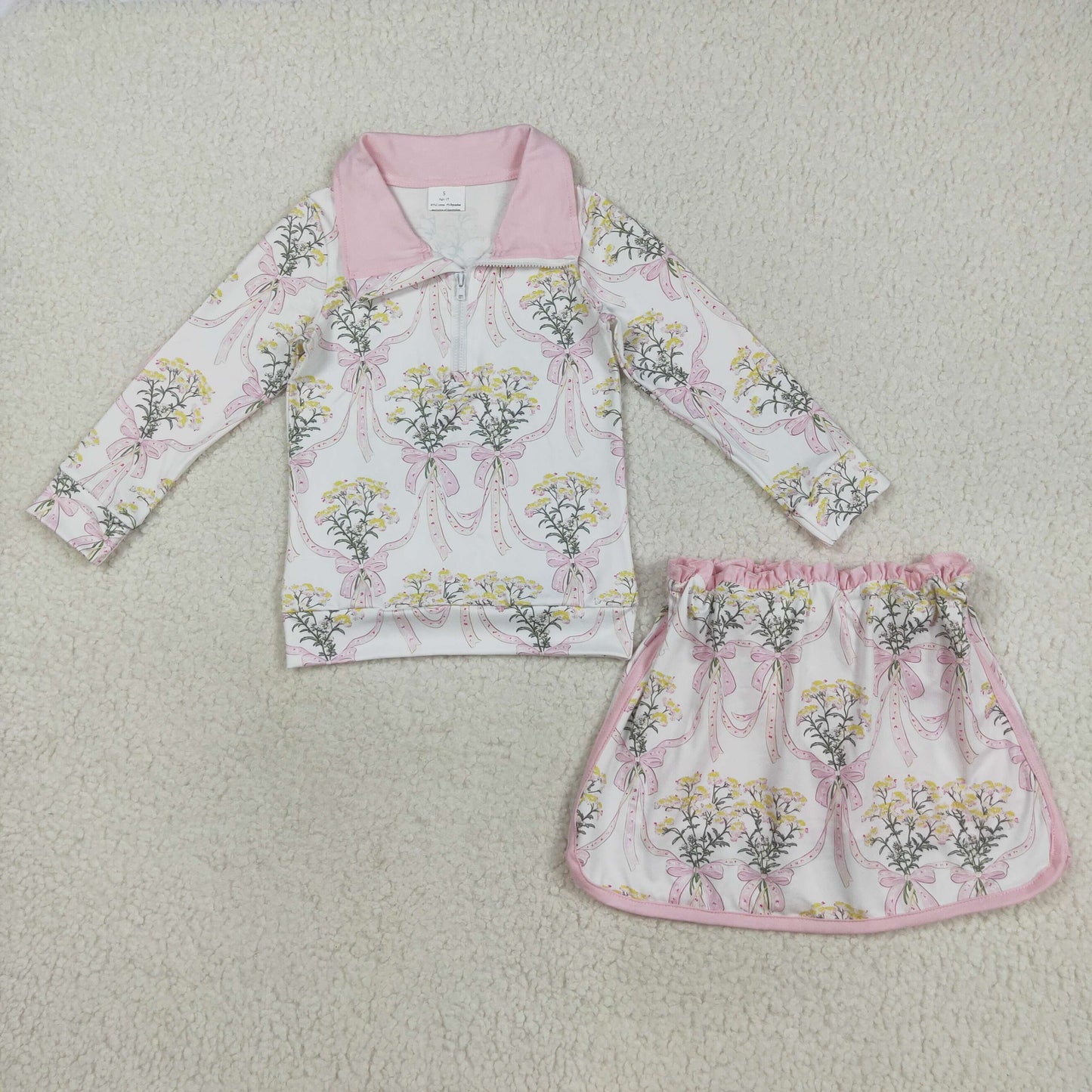 GLD1078 Yoga flower zipper  girl summer skirt outfit 202508 RTS