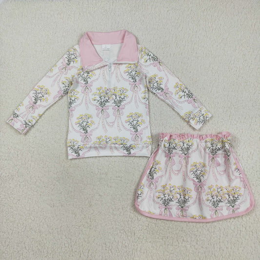 GLD1078 Yoga flower zipper  girl summer skirt outfit 202508 RTS