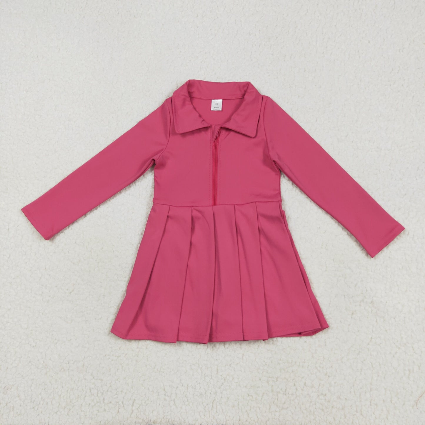 GLD1146 HOT PINK solid zipper yoga girl dress 202507 RTS