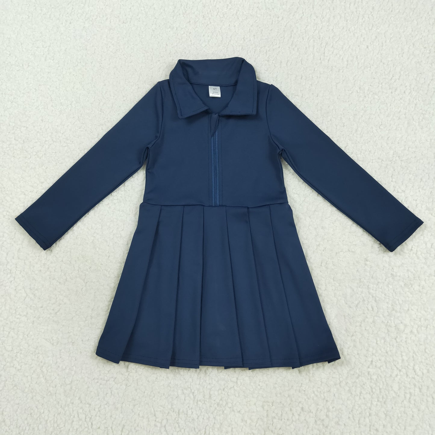 GLD1151 solid blue  zipper yoga girl dress 202508 rts