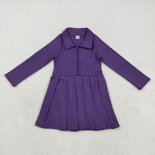 GLD1152 solid zipper yoga girl dress 202508 RTS