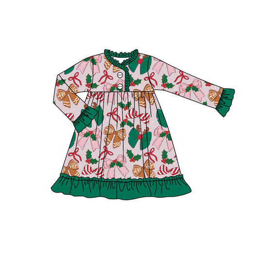 GLD1159  Cristmas bow  girl dress 202507 preorder