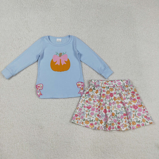 GLD1172 embroidery Halloween pumpkin skirt girl outfit 202507 RTS