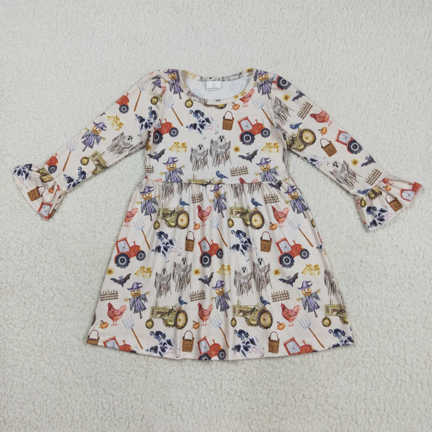 GLD1196 Chicken farm cow  girl dress 202508 RTS