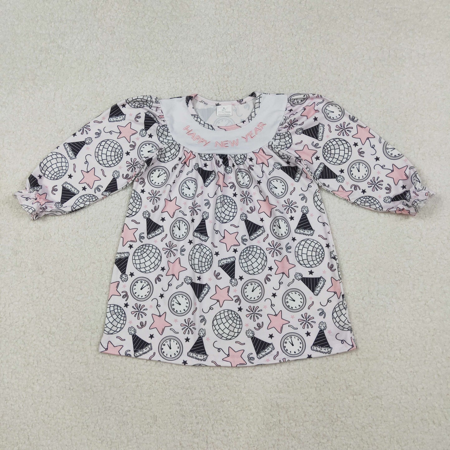 GLD1231 Embroidery Happy new year girl  dress 202510 RTS