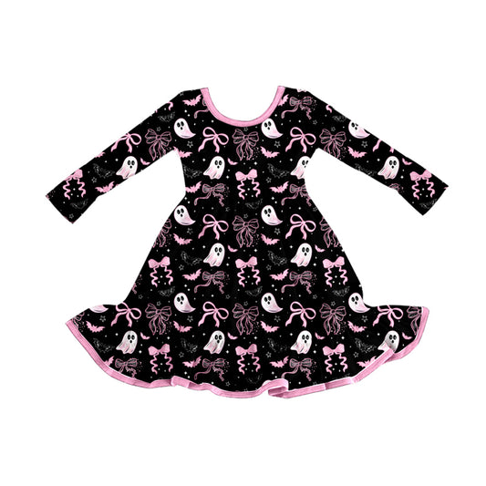 GLD1262 boo bow Halloween  girl dress 202508 preorder