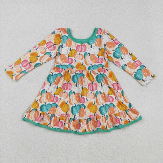 GLD1264 pumpkin  Halloween  girl dress 202509 RTS