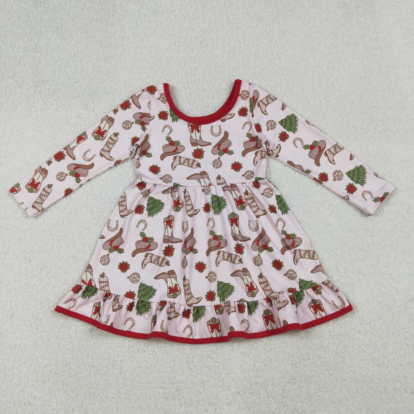 GLD1274 Christmas boots girl dress 202509 RTS