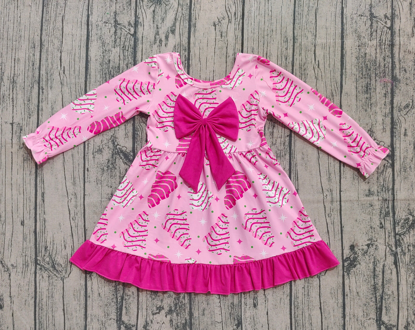 GLD1276 bow Christmas tree girl dress 202508 preorder