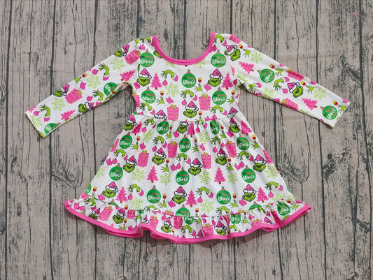 GLD1277  bow Christmas grinch girl dress 202508 preorder