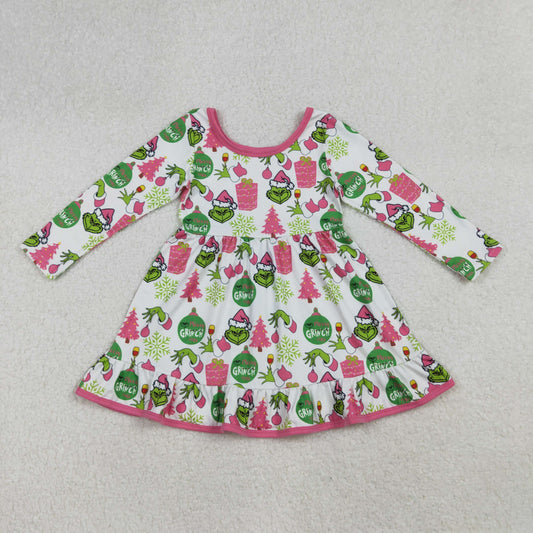 GLD1277  bow Christmas grinch girl dress 202509 RTS