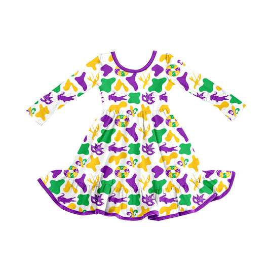 GLD1291 Mardi Gras love western girl dress 202509  preorder
