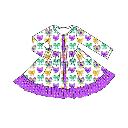 GLD1292 Mardi Gras bow western girl dress 202509  preorder