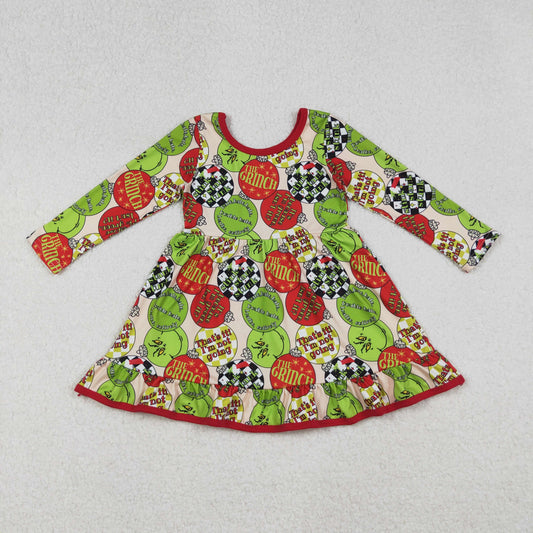 GLD1296-XS-3XL Merry Christmas grinch  bow  girl dress 202509  RTS