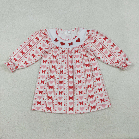 GLD1336 Embroidery love bow girl dress 202510 RTS