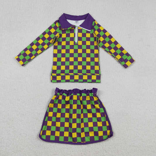 GLD1362 YOGA checkerboard Mardi Gras sibling outfit 202511 RTS