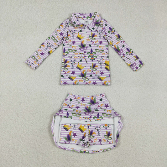 GLD1415瑜伽组合  Yoga  Mardi Gras kids girl outfit Skirt 202511  RTS