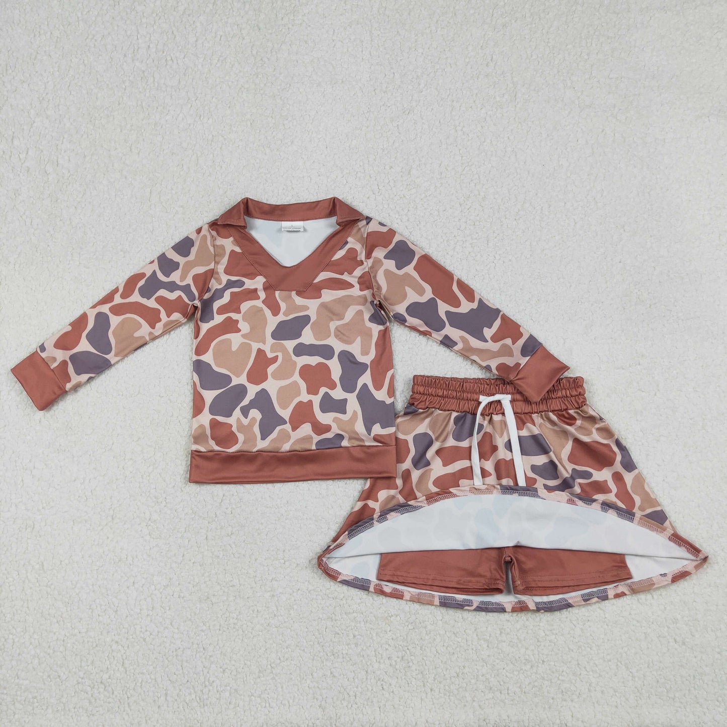 GLD1476 camo deer kids girl outfit skort Skirt 202512  RTS