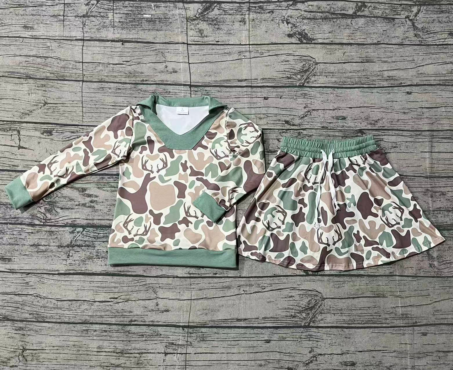 GLD1477 camo deer kids girl outfit Skirt 202512  preorder