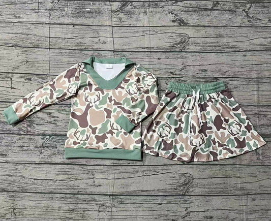 GLD1477 camo deer kids girl outfit Skirt 202512  preorder
