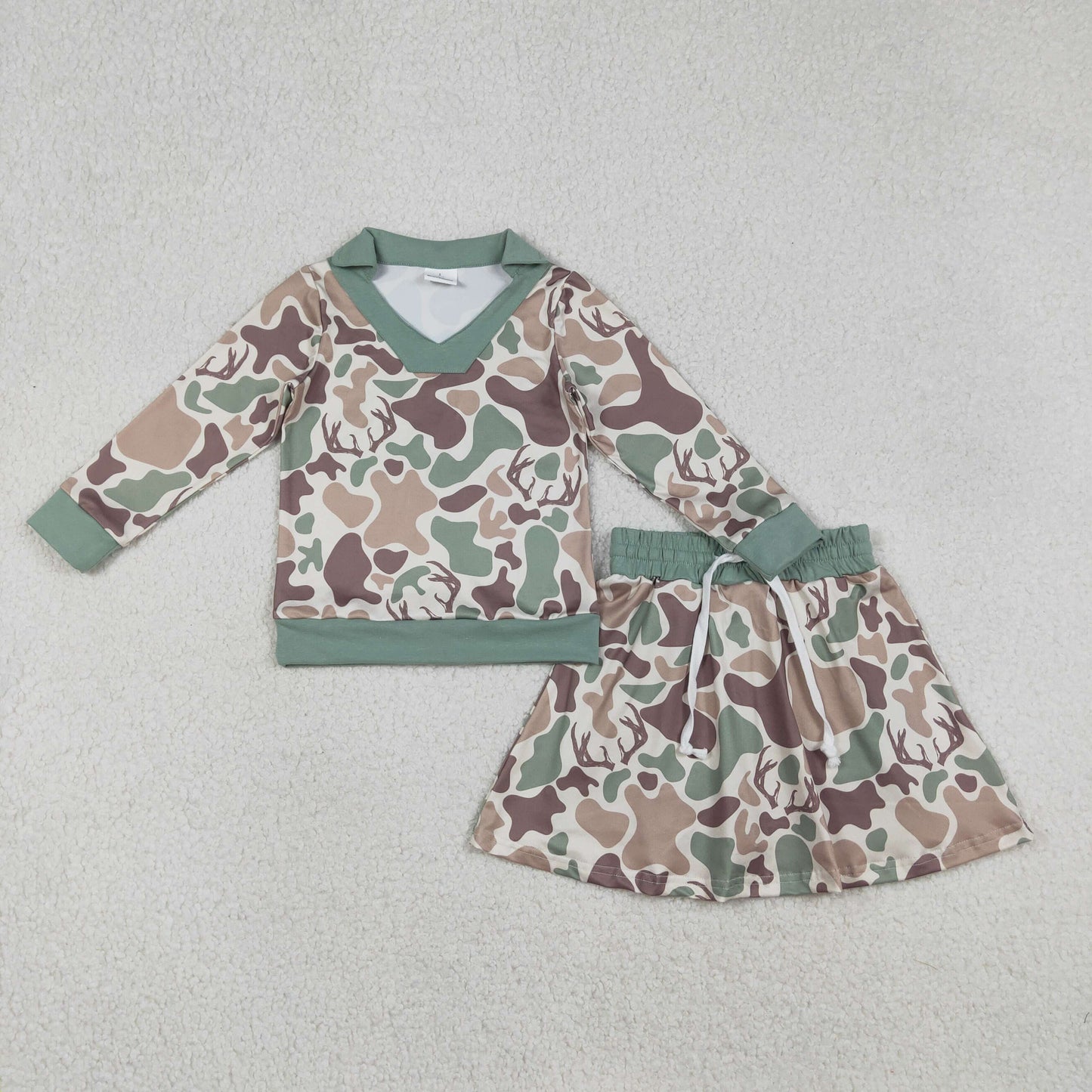 GLD1477 camo deer kids girl outfit Skirt 202512  RTS
