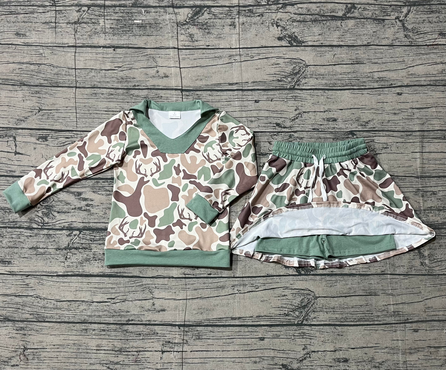GLD1477 camo deer kids girl outfit Skirt 202512  preorder