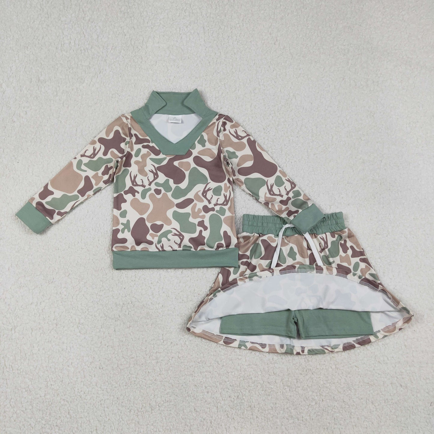 GLD1477 camo deer kids girl outfit Skirt 202512  RTS