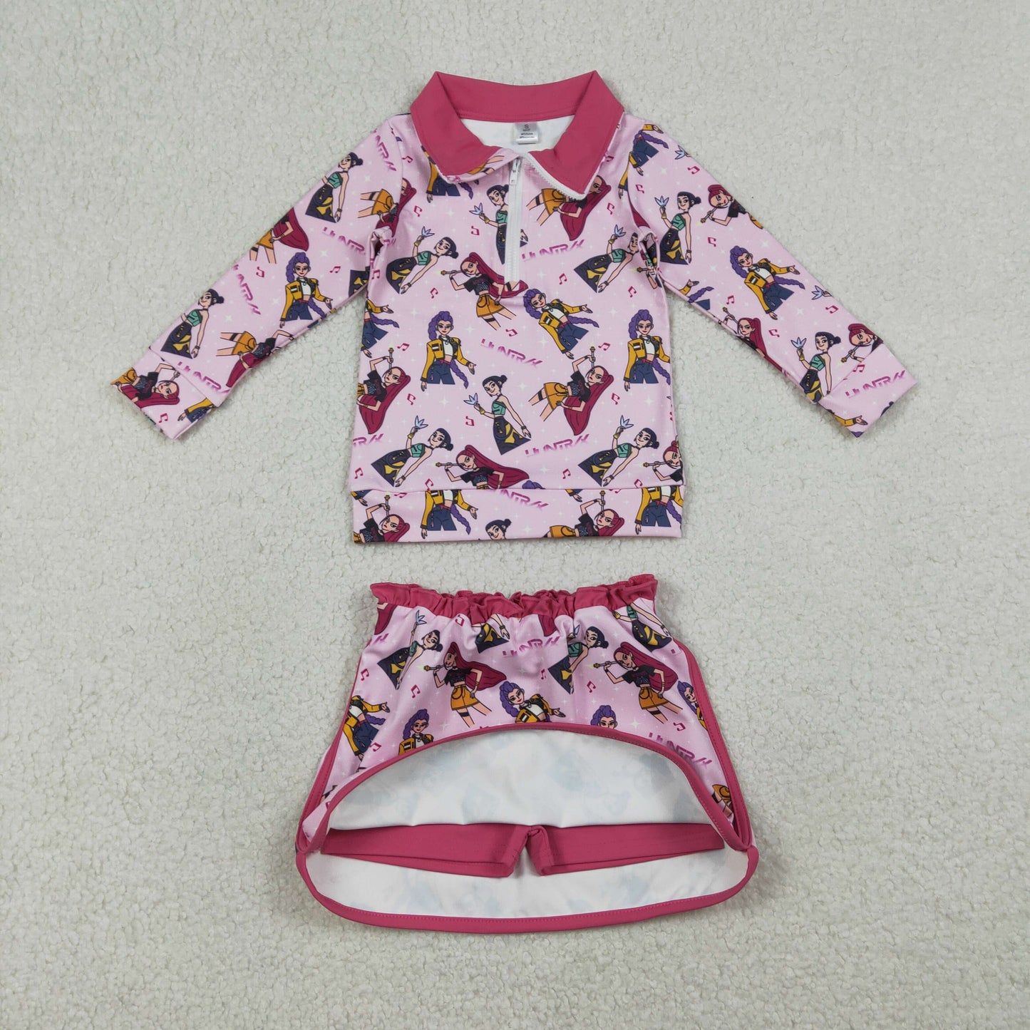 GLD1500 Yoga kpop demon hunter kids girl outfit Skirt 202601 RTS