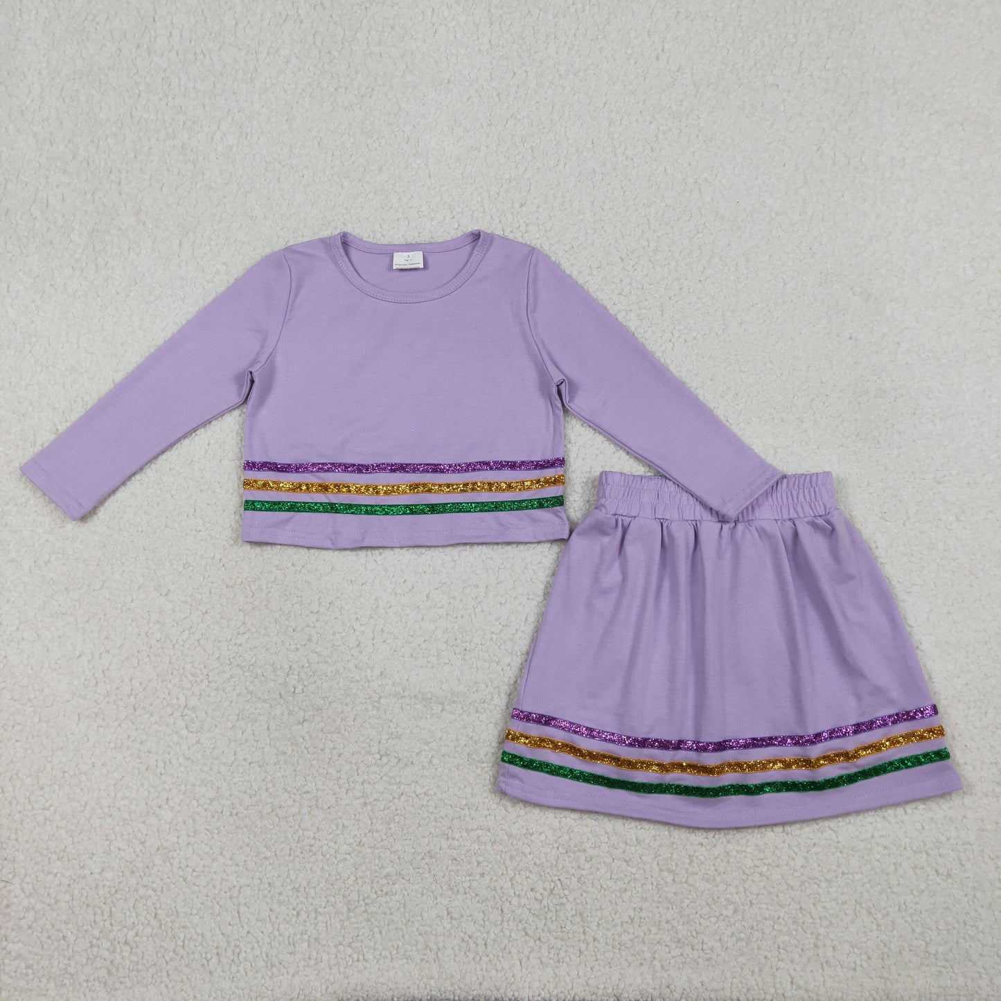 GLD1573 Mardi Gras kids girl outfit Skirt 202601  RTS