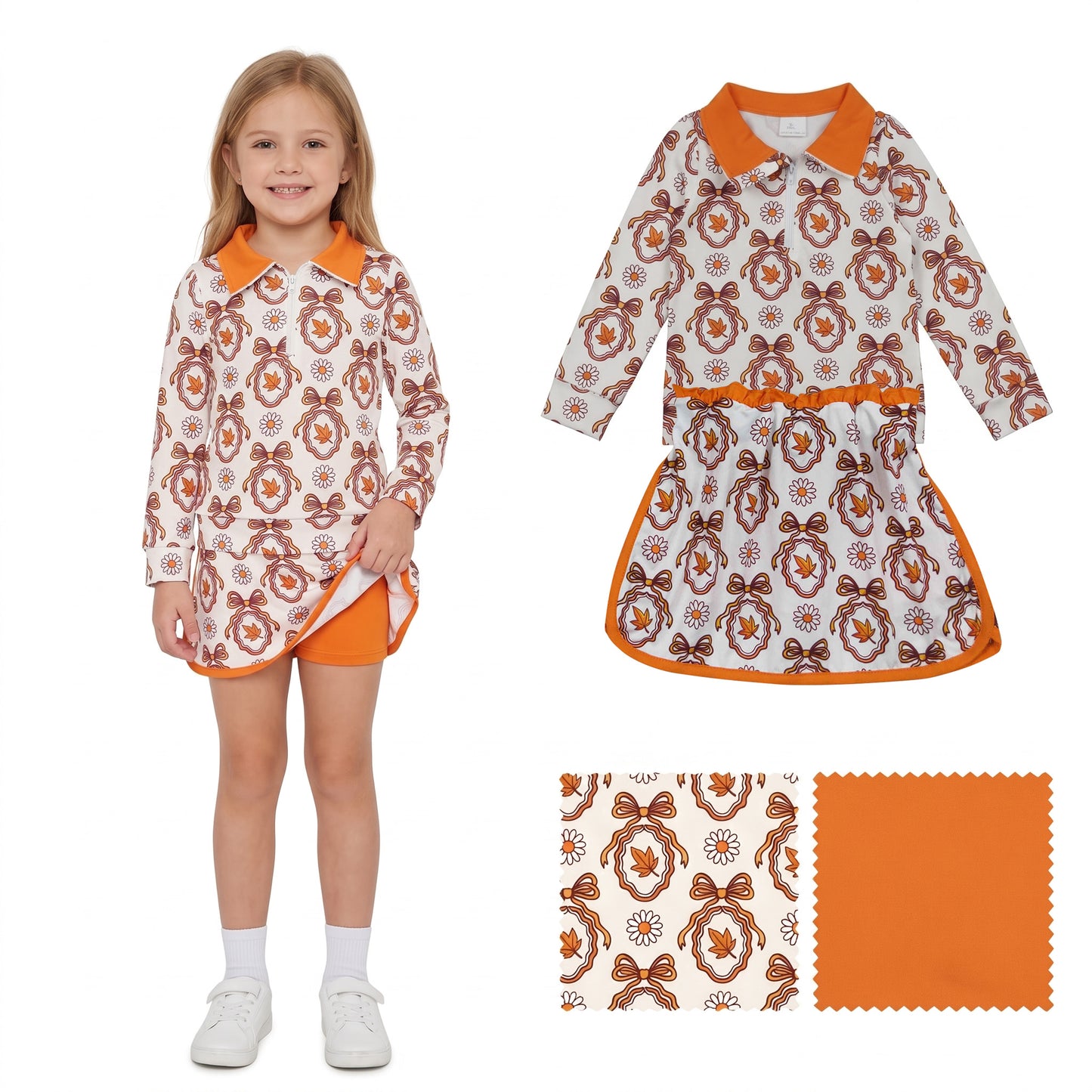 RTS GLD1602 Fall leaves orange girl outfit skirt 202608